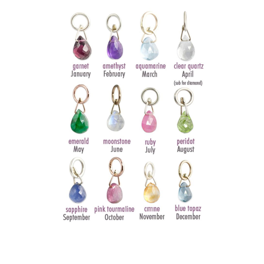 birthstone briolette charms