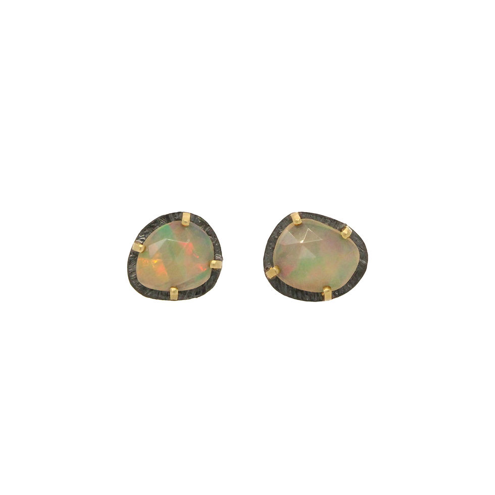 Thumbnail: mixed metal ethiopian opal stud earrings