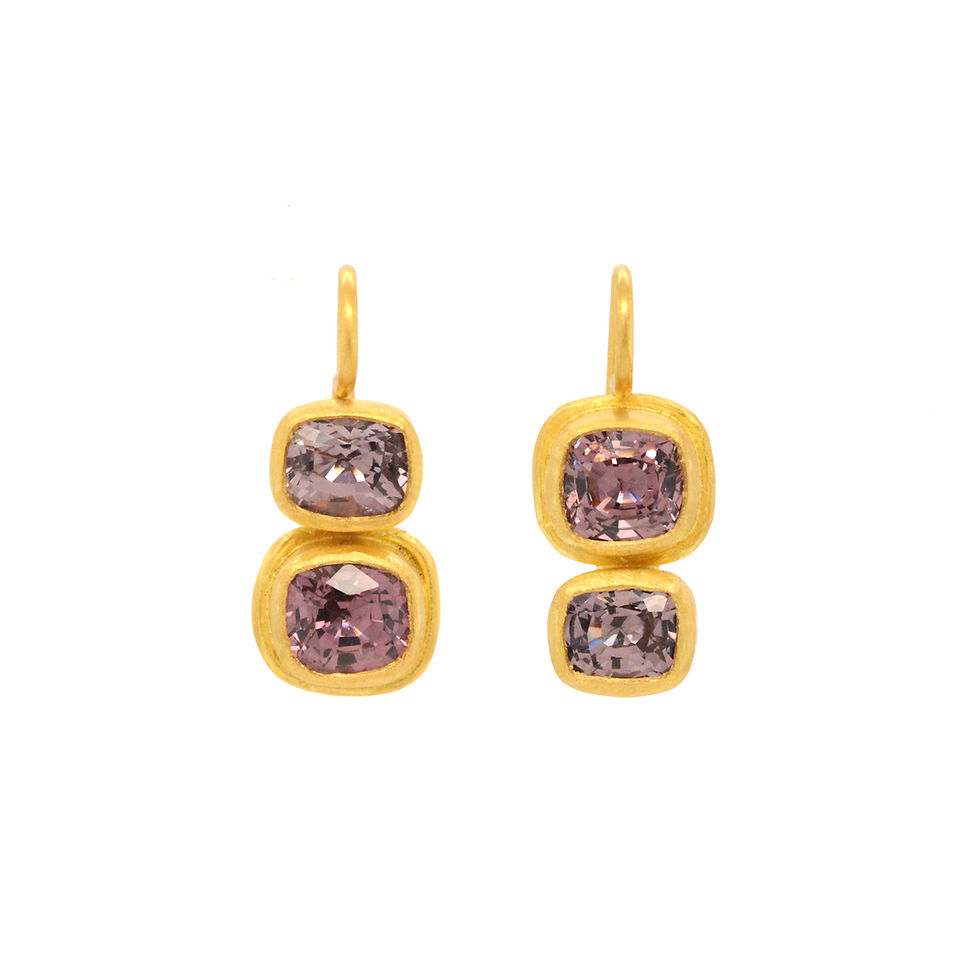 double spinel mismatched cushion earrings