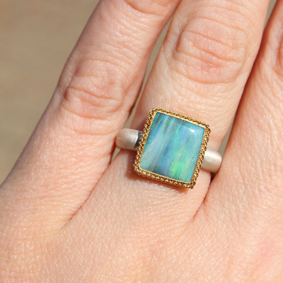 Thumbnail: mixed metal square opal ring