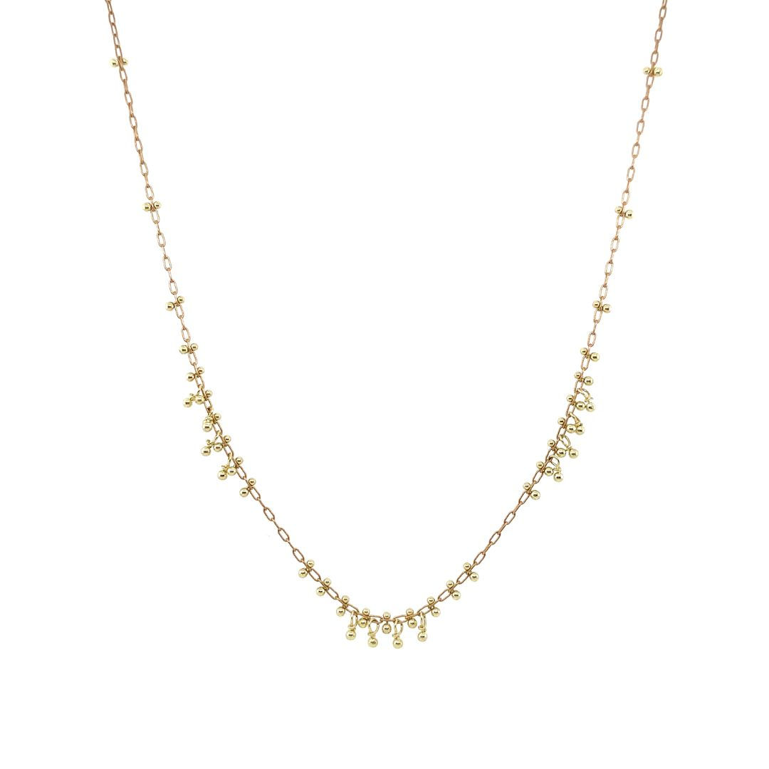gold beaded multi cluster necklace