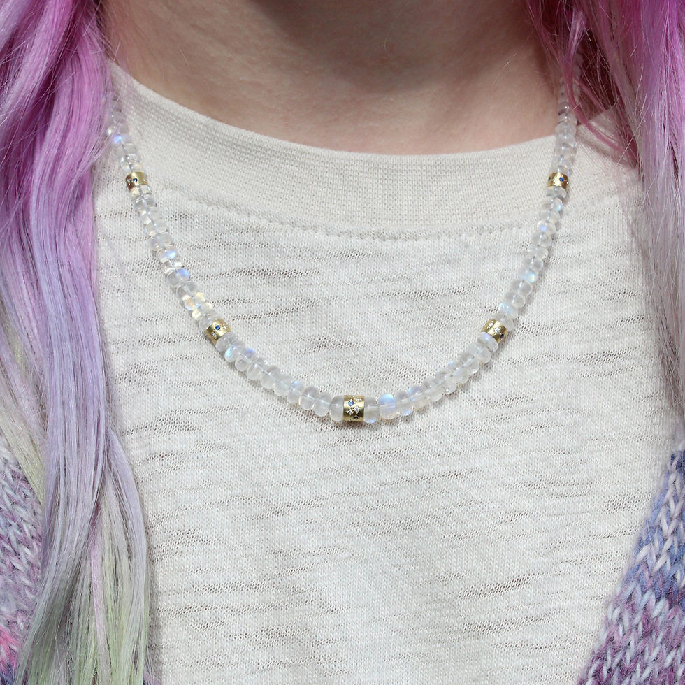 Thumbnail: moonstone, diamond and sapphire necklace