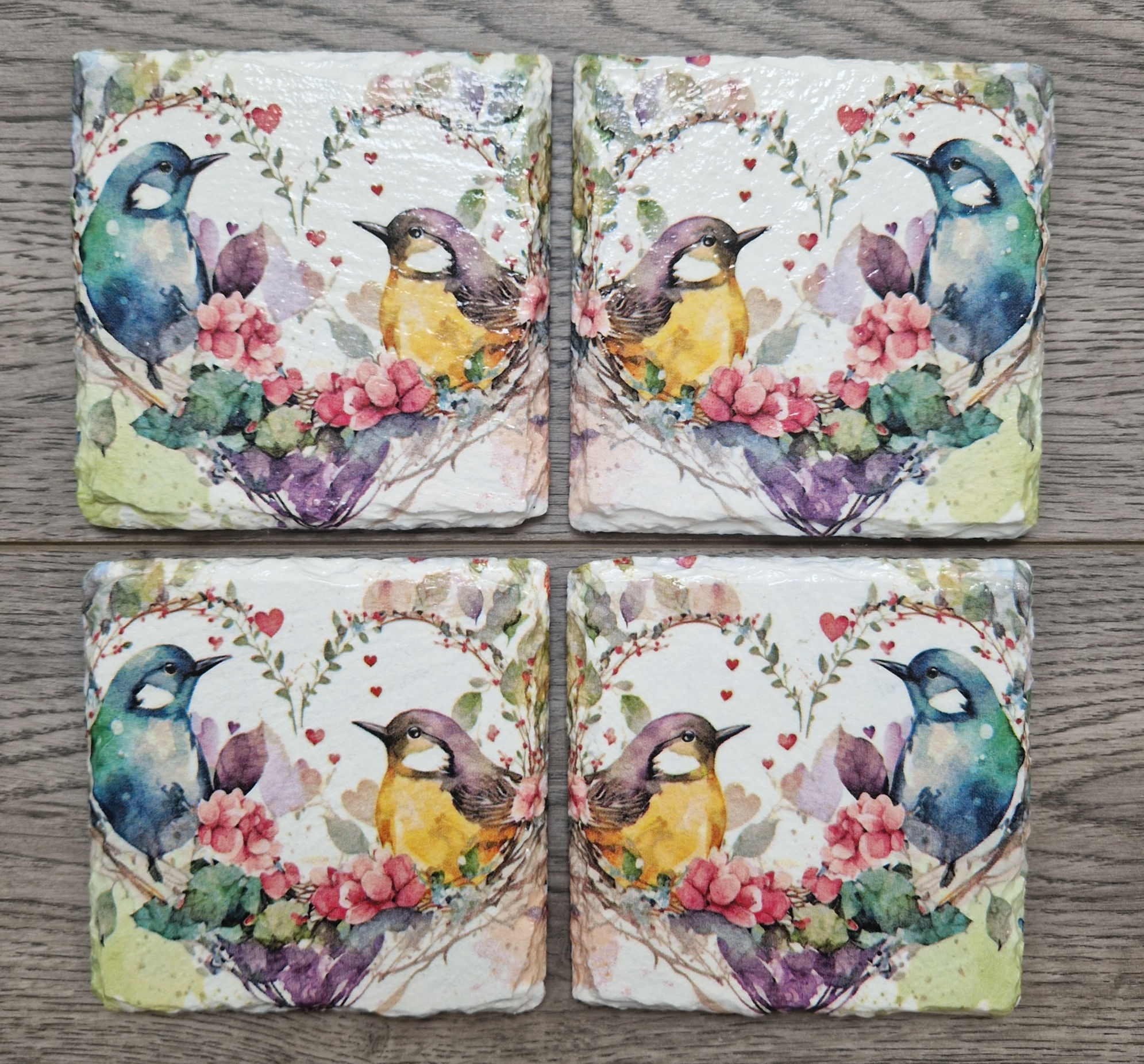 Loving Birds Slate Coasters