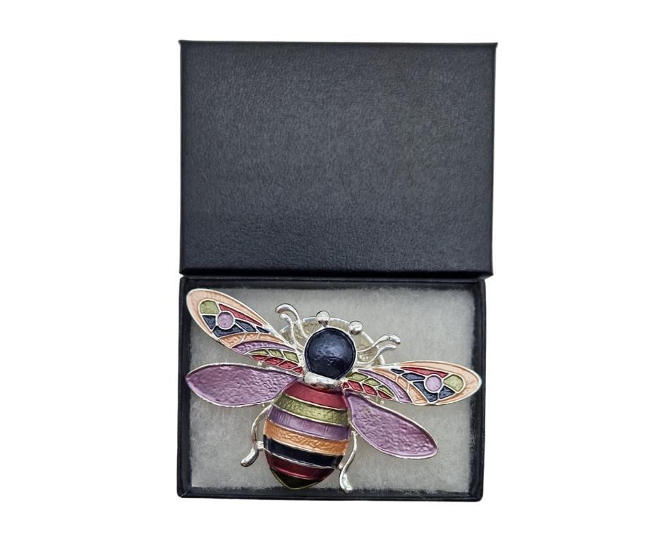 Thumbnail: Multicolour Bumble Bee Magnetic Metal Brooch