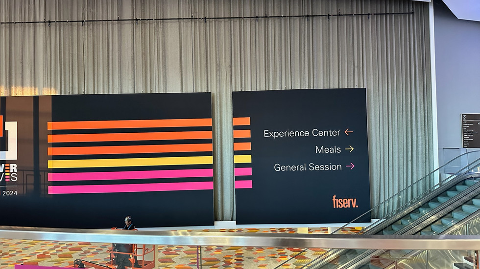 Fiserv SEG frames and fabrics installation, SANDS Convention, Fiserv,