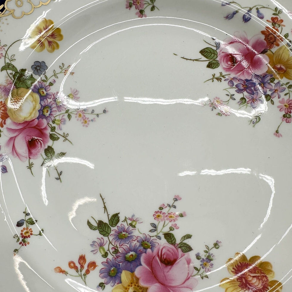 Thumbnail: 8 Royal Crown Derby Hand Painted Porcelain Dinner Plates circa 1940