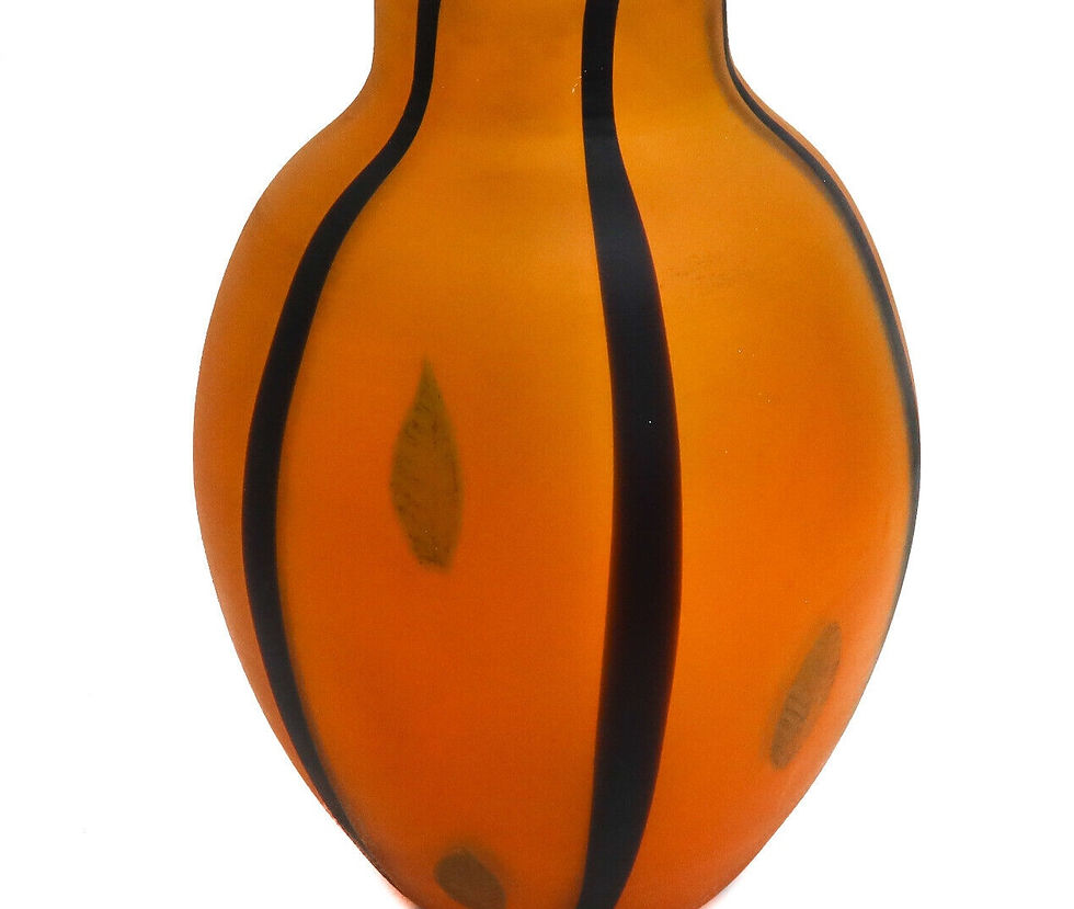 Large Murano Cenedese Vetri Italian Orange Art Glass Leaf Vase circa 1950