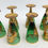 Thumbnail: 7 Bohemian Green and Gilt Hand Painted Enamel Wine Glass Goblets circa 1960