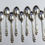 Thumbnail: 12 Georg Jensen Sterling 5 O'Clock Spoons in Acorn Mid Century