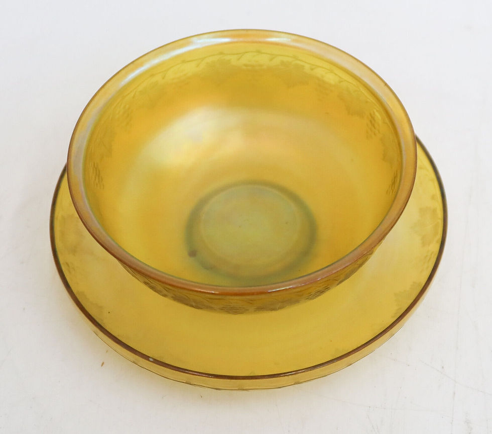 Thumbnail: LCT Tiffany Iridescent Favrile Gold Glass Bowl and Underplate circa 1900
