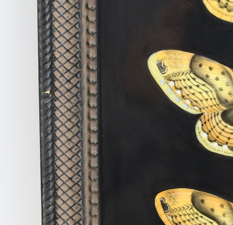 Thumbnail: Anna Weatherley Hand Painted Porcelain Yellow Butterfly Plaque Framed Ltd Ed