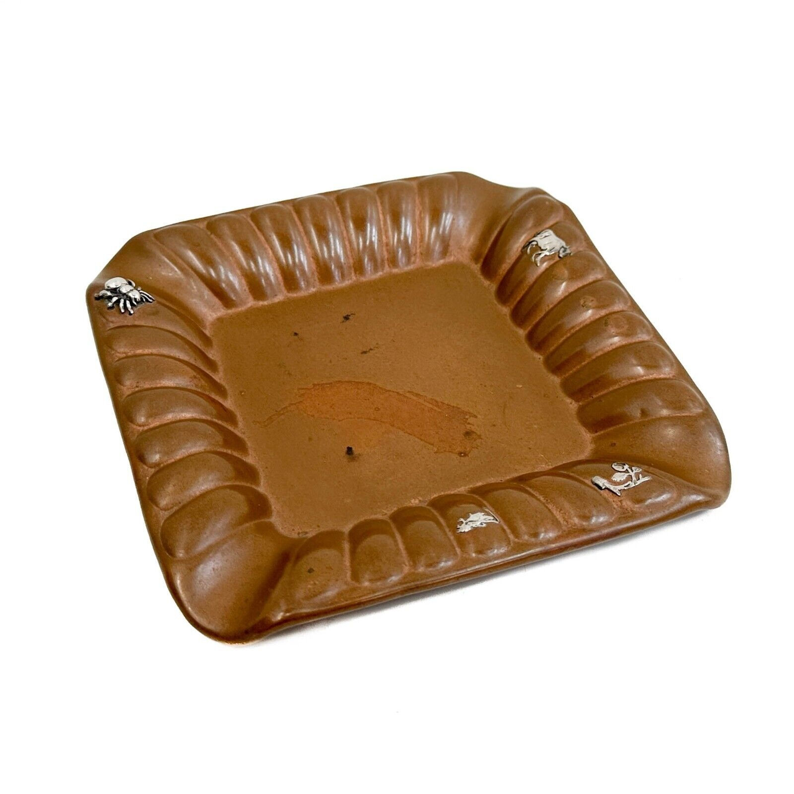 Gorham Mixed Metal Copper & Silver Square Ashtray or Dish