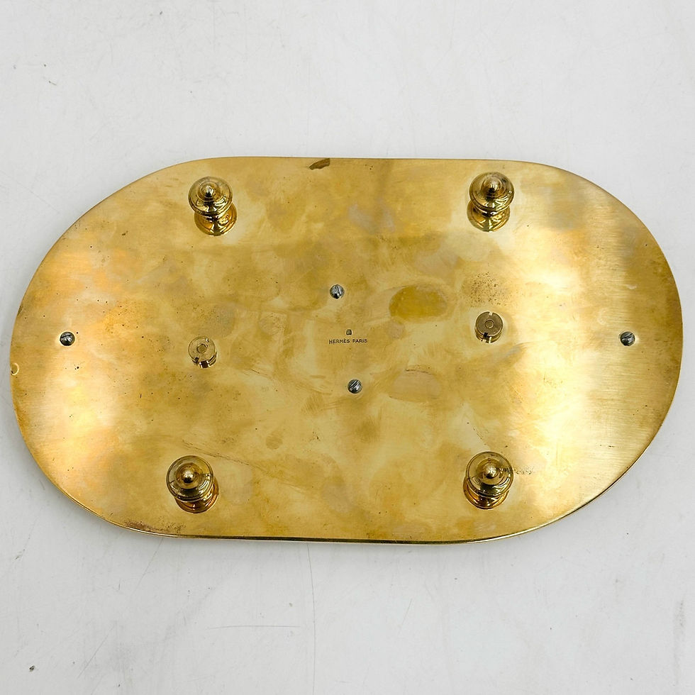 Thumbnail: Hermes Paris France Gilt Metal Silverplate Horseshoe Double Coaster