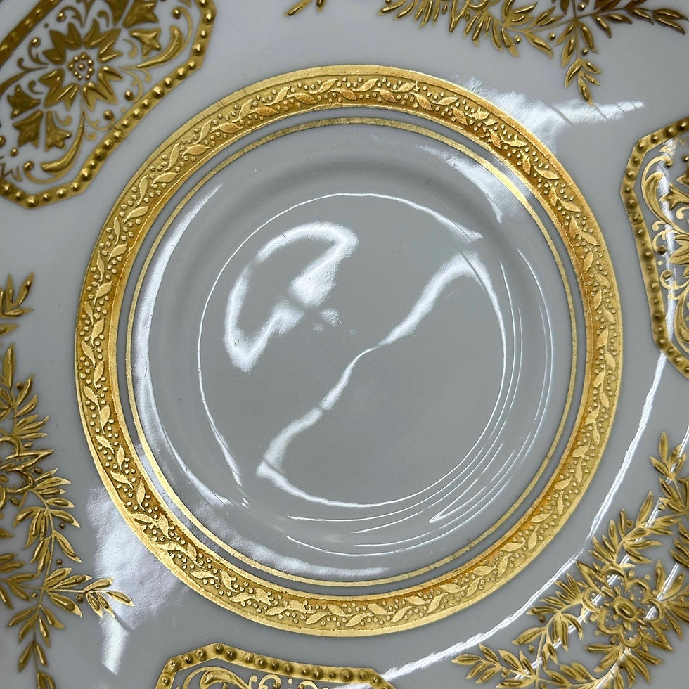 Thumbnail: 12 Aynsley England Gilt Porcelain Tea Cup & Saucers in Engagement 8220 c1940