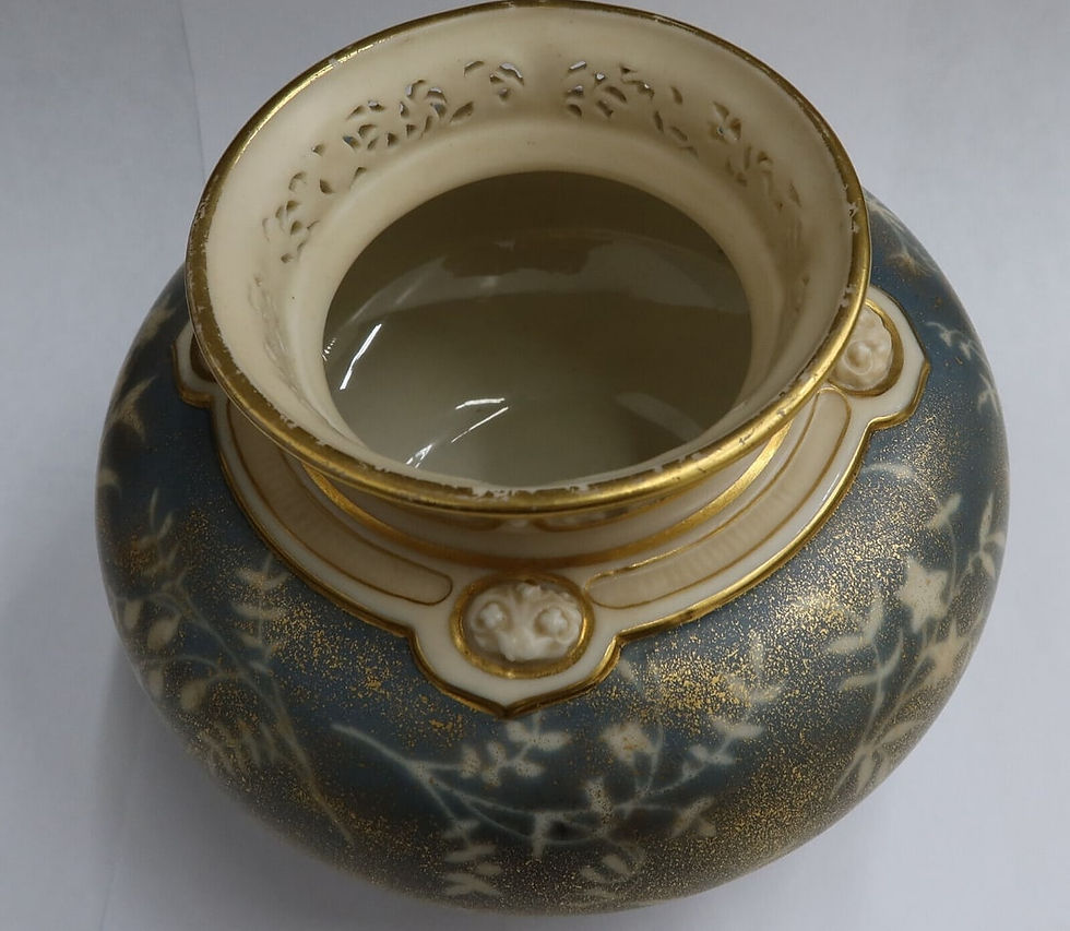 Thumbnail: Royal Worcester England Porcelain Reticulated Bulbous Vase, 1889