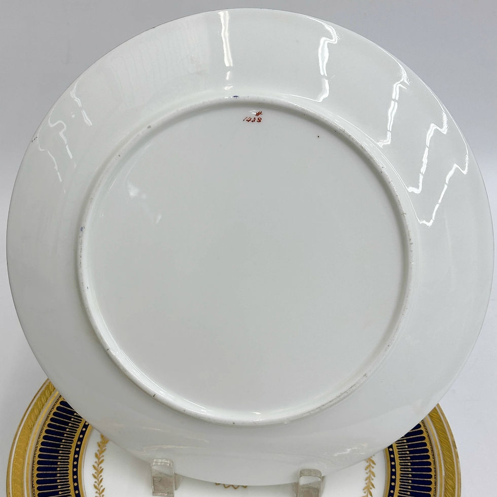 Thumbnail: 8 Cauldon England Gilt Porcelain Cobalt Blue Dinner Plates H1438
