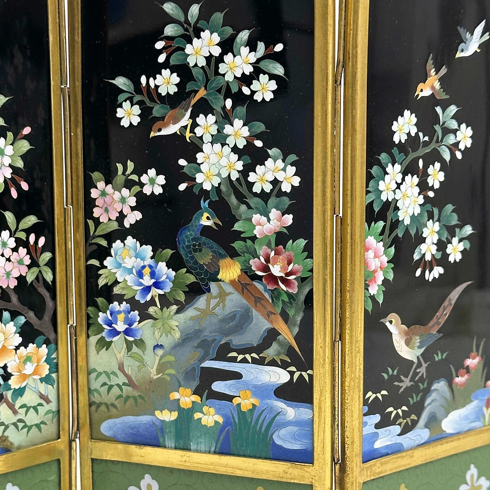 Thumbnail: Inaba Shichiho Japanese Cloisonne Enamel Gilt Metal Small Table Screen c1900