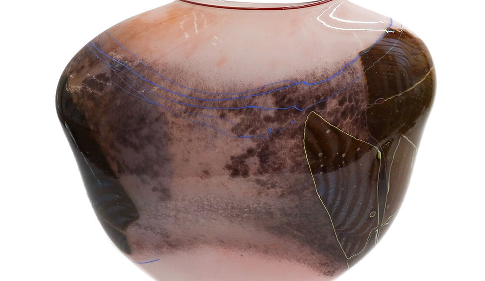 William Morris (US 20th C) Handblown Art Glass Vase Shard Vessel Signed 1981