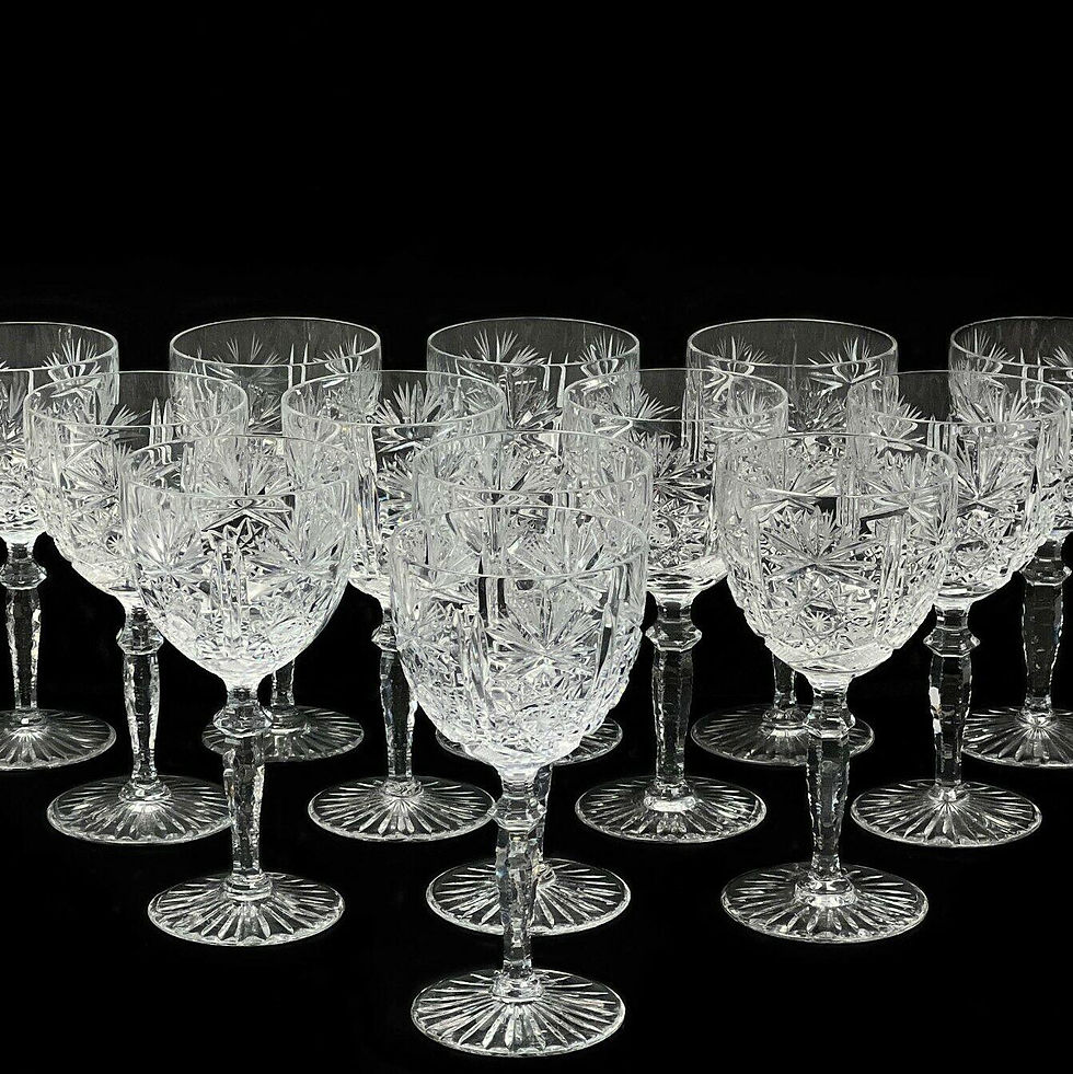 12 + 1 Wittwer Clear Cut Glass Water Goblets in Paris