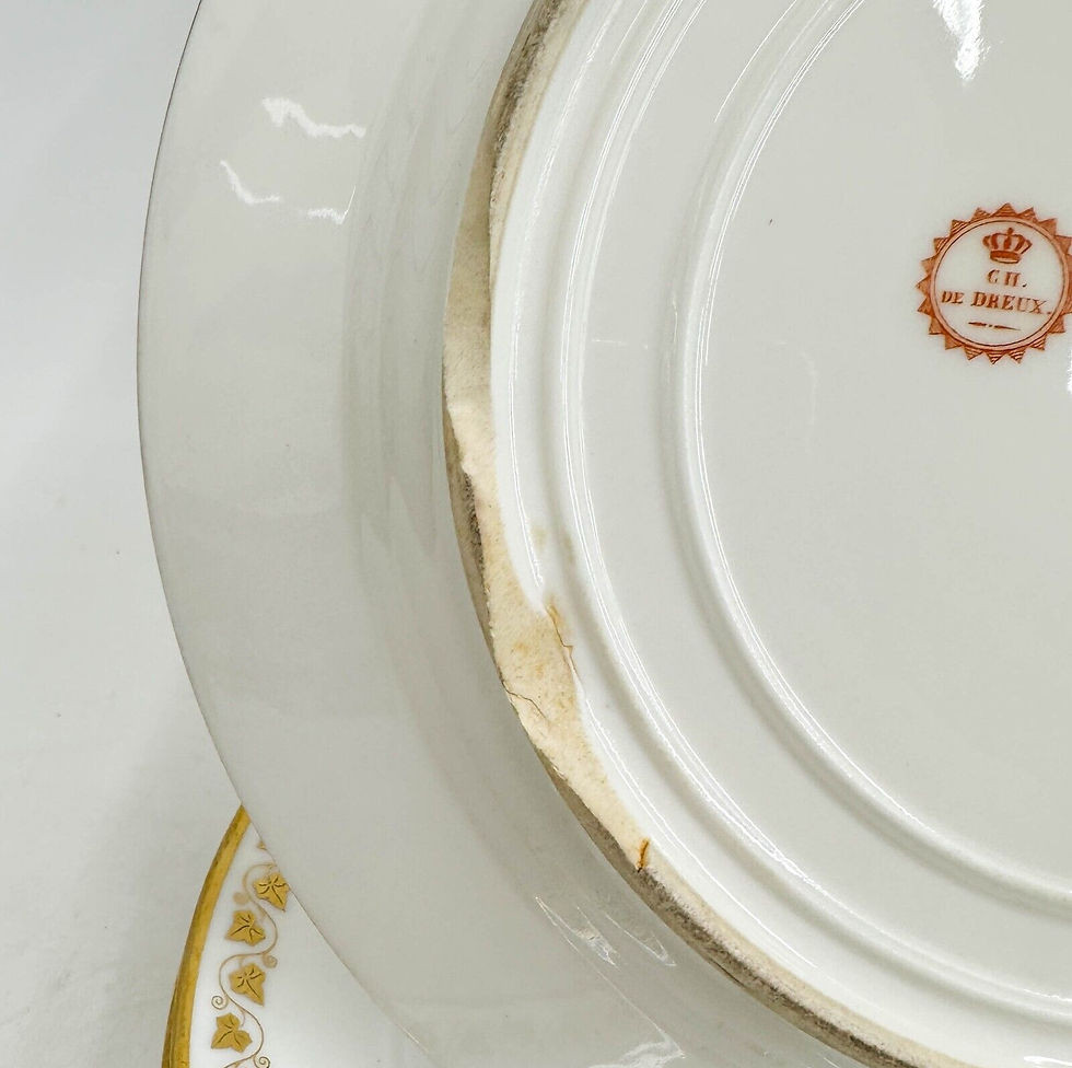 Thumbnail: 3 Manufacture de Sevres Louis Philippe Chateau de Dreux Gilt Porcelain Plates