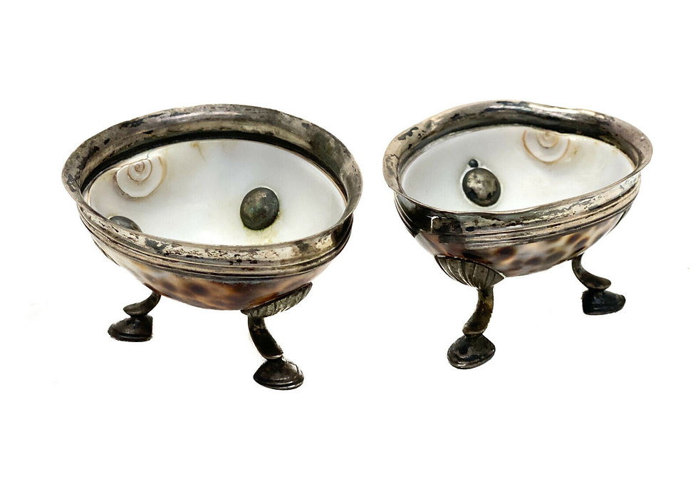 Pair Continental Silver Cowry Shell Open Salt Cellars George III 18th Century