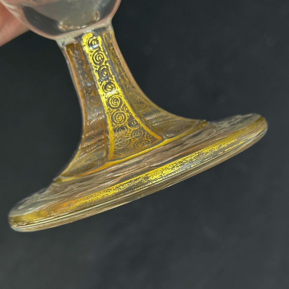 Thumbnail: Moser Engraved Florals Gilt Glass Goblet circa 1900