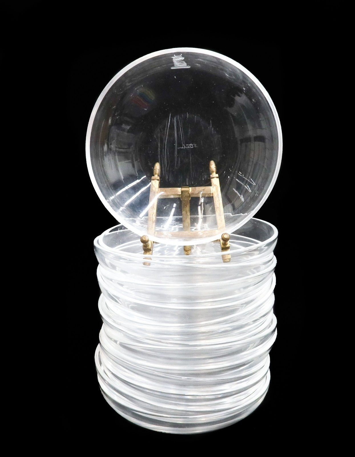 14 Steuben Art Glass Berry or Cereal Bowls Heraldic Emblem Signed