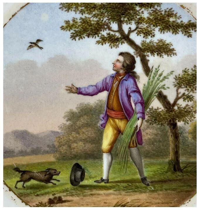 Thumbnail: Sevres France Hard Paste Porcelain Cabinet Plate, 18th Century. Genre Scene