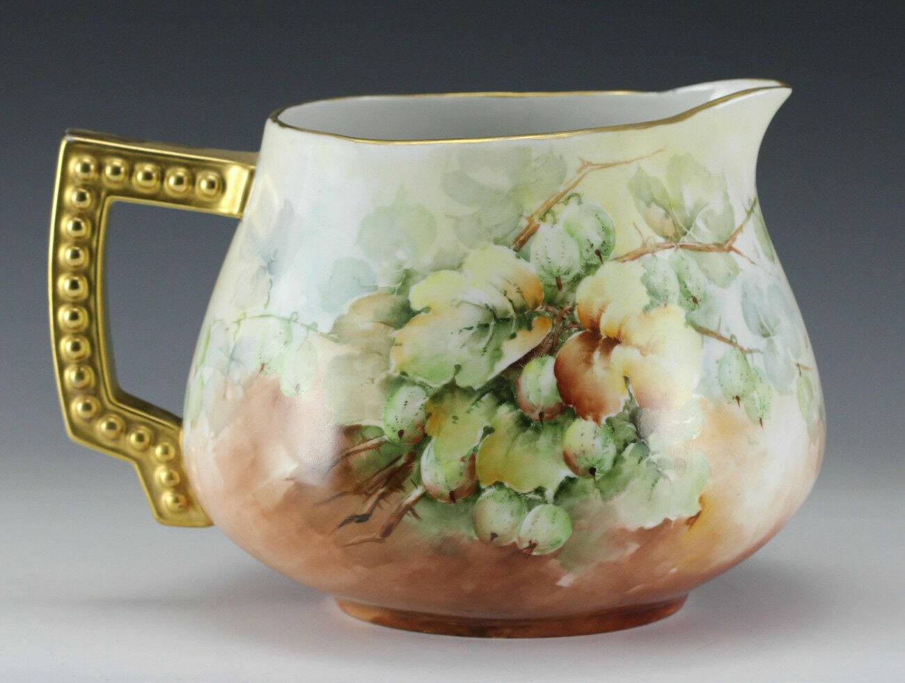 Large Hand Painted Porcelain Jug, Early 20th Century. Hand Painted Flowers