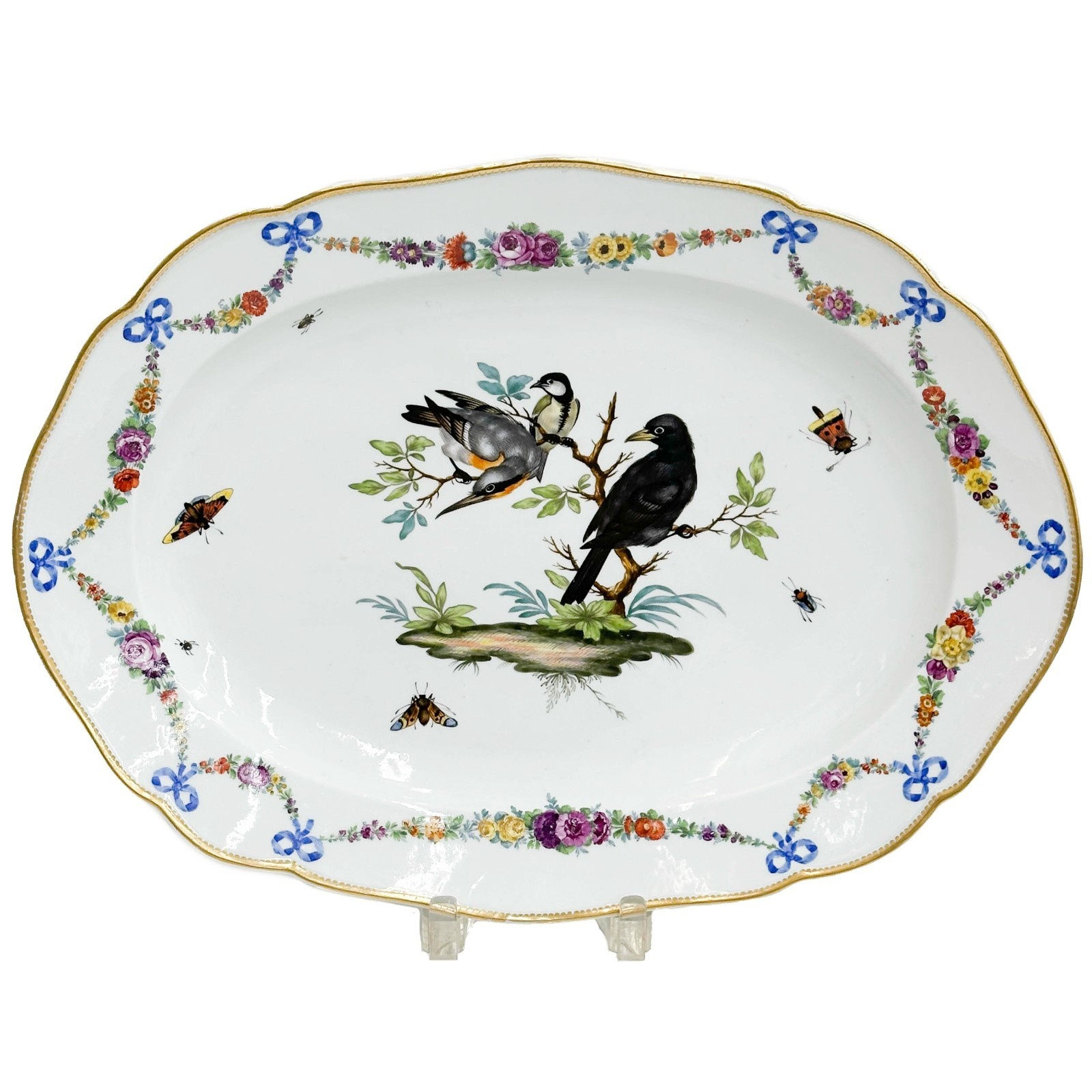 Meissen Marcolini Germany Hand Painted Porcelain Platter Tray Birds c1800