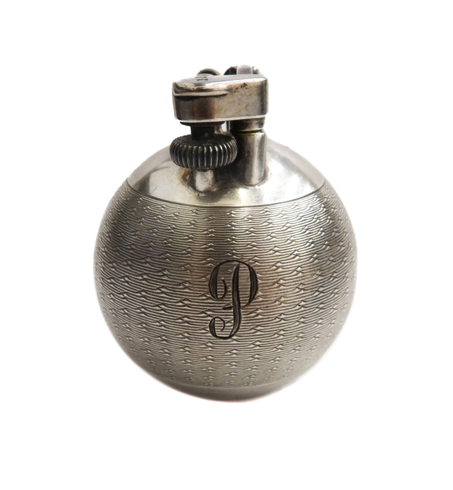 Dunhill English Sterling Silver Guilloche Pattern Ball Form Lighter 1929