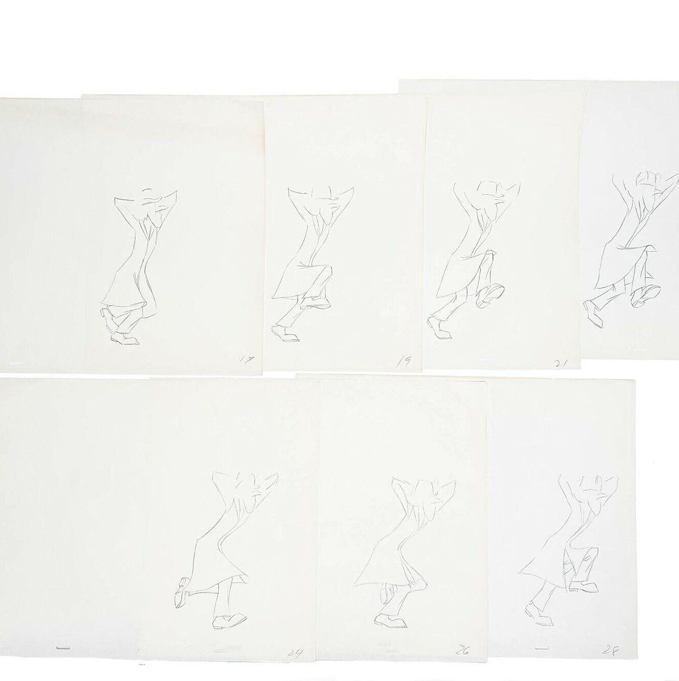 7 Disney Mary Poppins 1964 Pearly Band Production or Storyboard Pencil Drawings