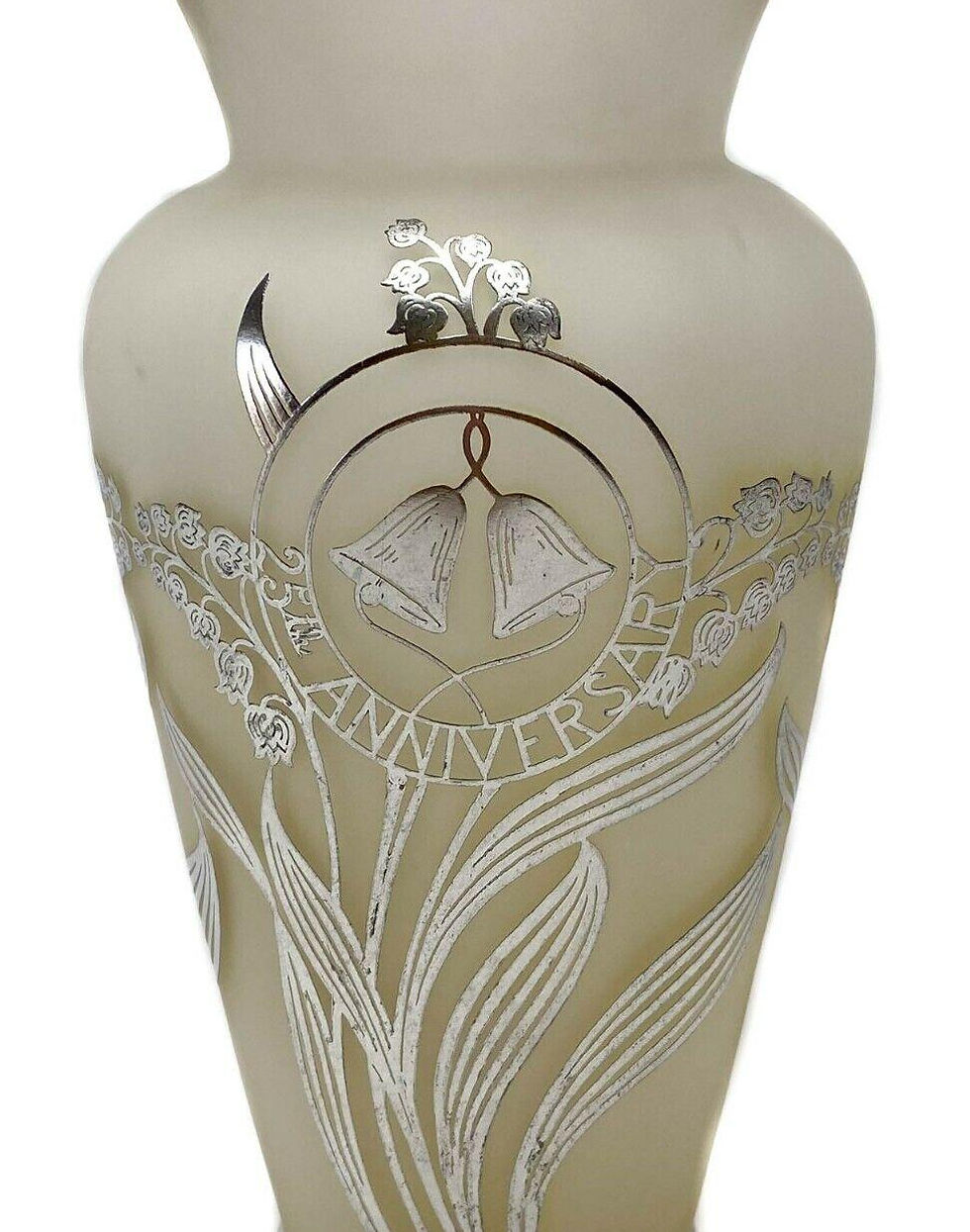 American Sterling Silver Overlay 25th Anniversary Midcentury Vase