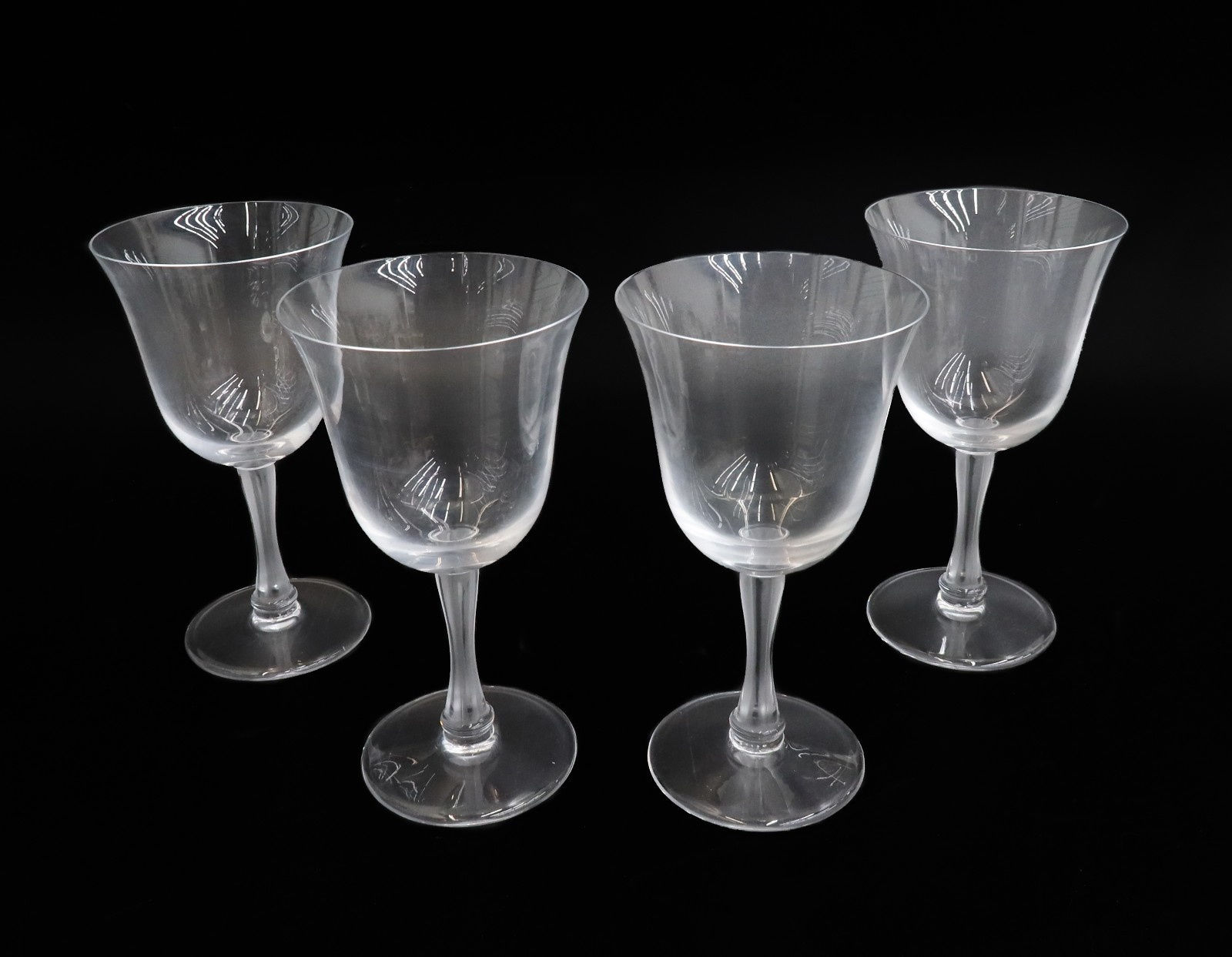 4 Lalique France Wine Goblets in Barsac Signed Frosted Stem