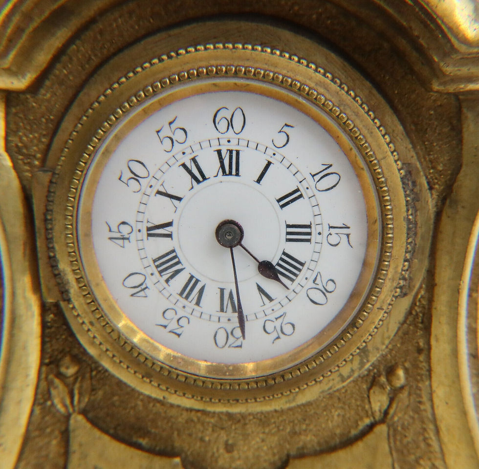 Thumbnail: Continental Gilt Bronze Miniature Table Clock, circa 1920
