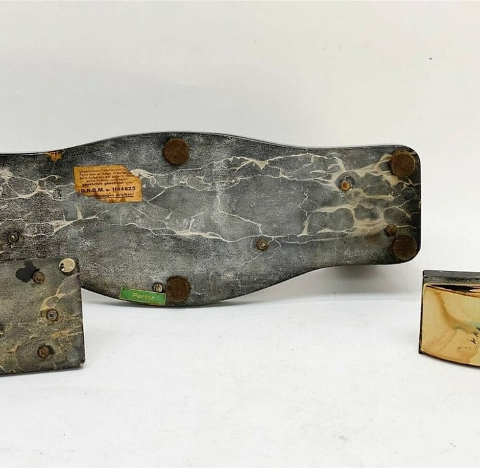Thumbnail: Continental Art Deco Bronze and Black Portor Marble Desk Set, circa 1925