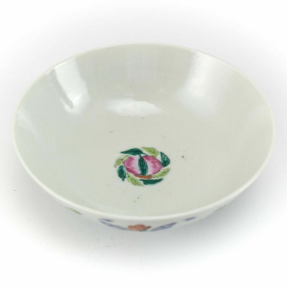 Thumbnail: Chinese Export Butterfly Enamel Décor Bowl Signed, 19th Century Hand Painted