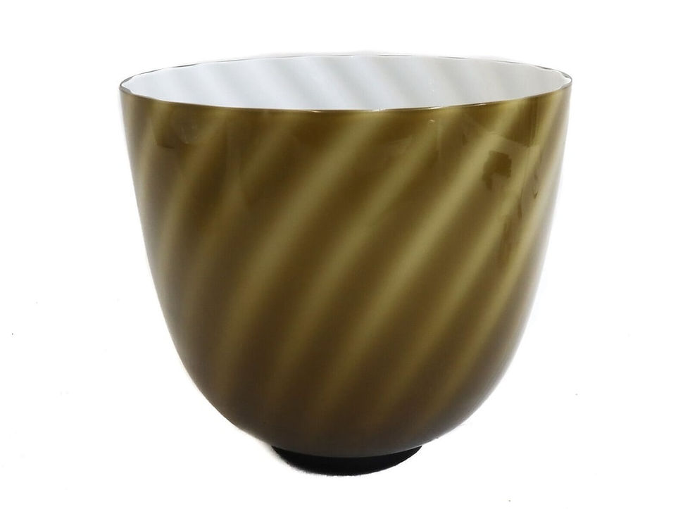 Tommaso Barbi Italian Art Glass Olive Swirled and White Vase Signed