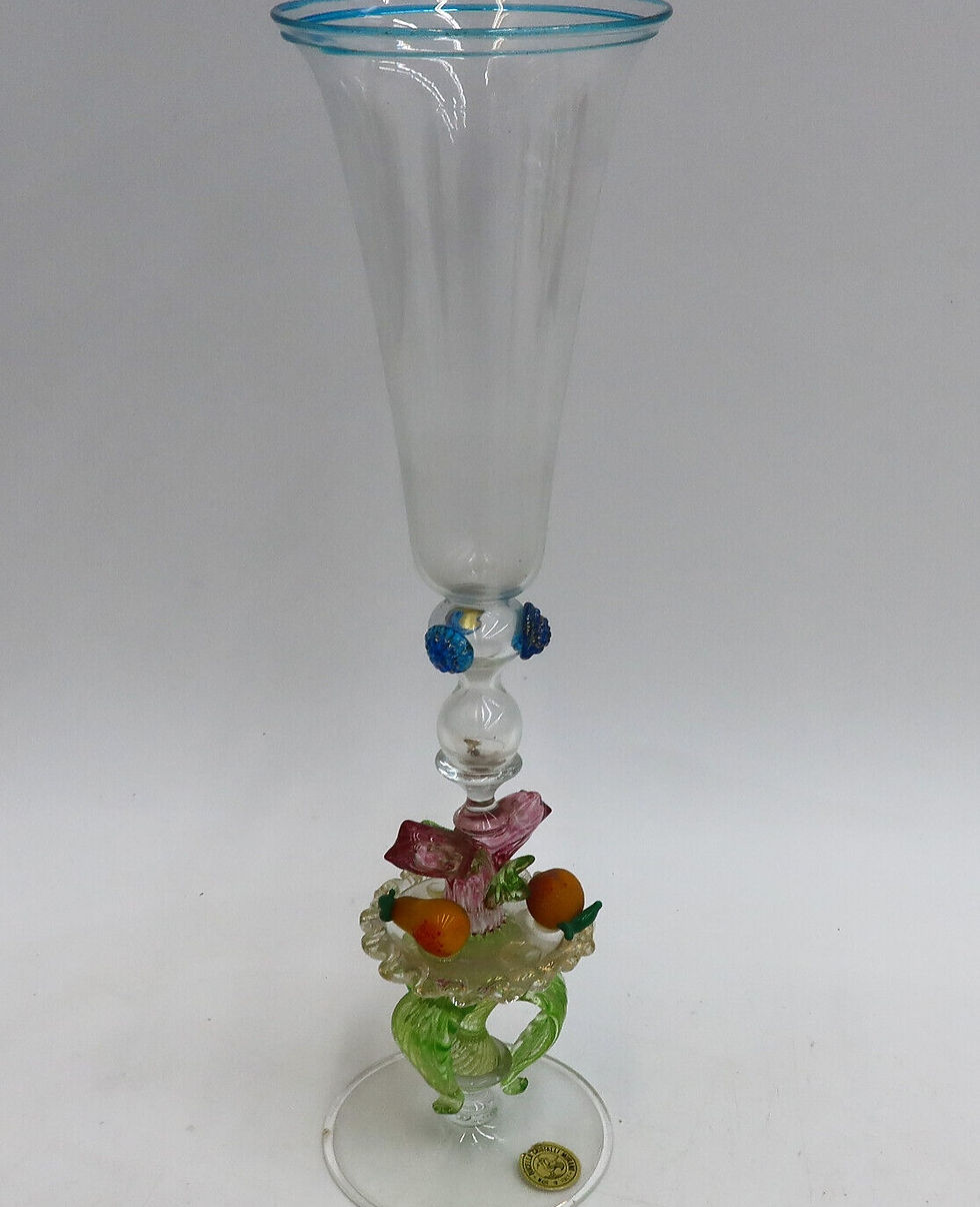 Thumbnail: Bucella Cristalli Murano Venetian Art Glass Vase Fruits Mid Century