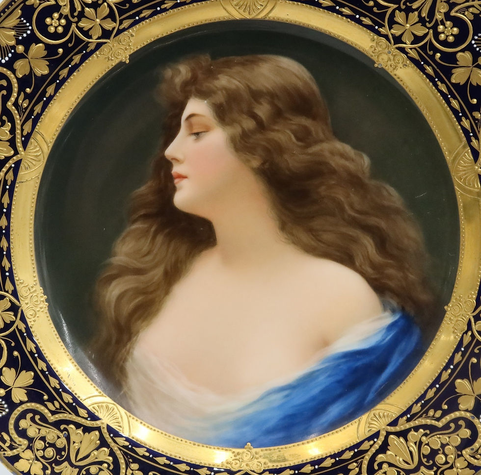 Thumbnail: Royal Vienna Hand Painted Portrait Plate Erbluth Signed Wagner circa 1900