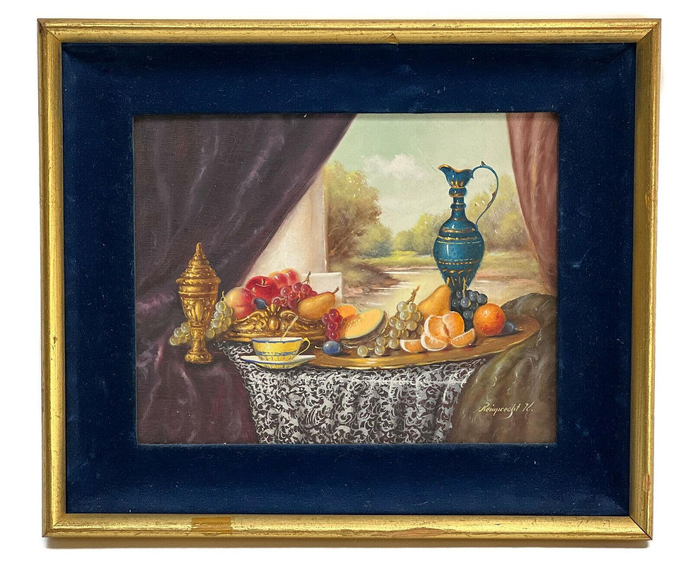 Johan K Reinprecht (Hungary 20th Century) Oil on Board Portrait Fruit Still Life