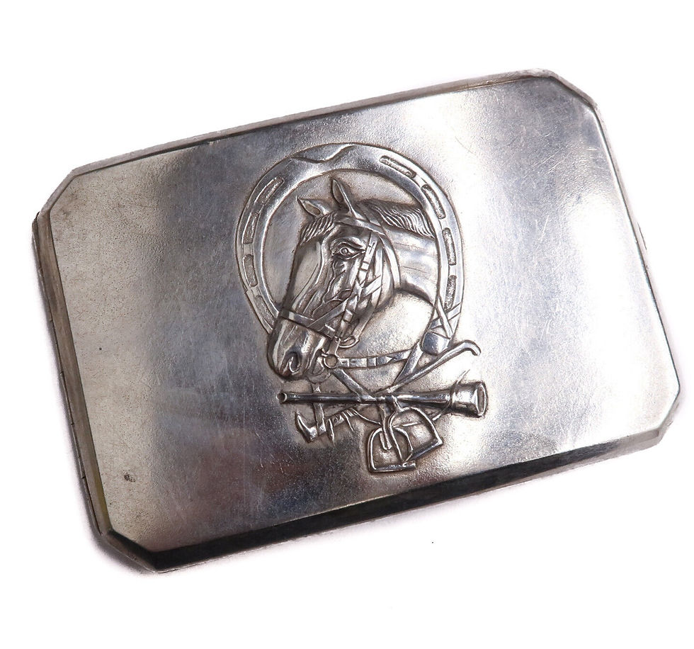 Russian 84 Silver Horse Head and Horseshoe Card Case circa 1910