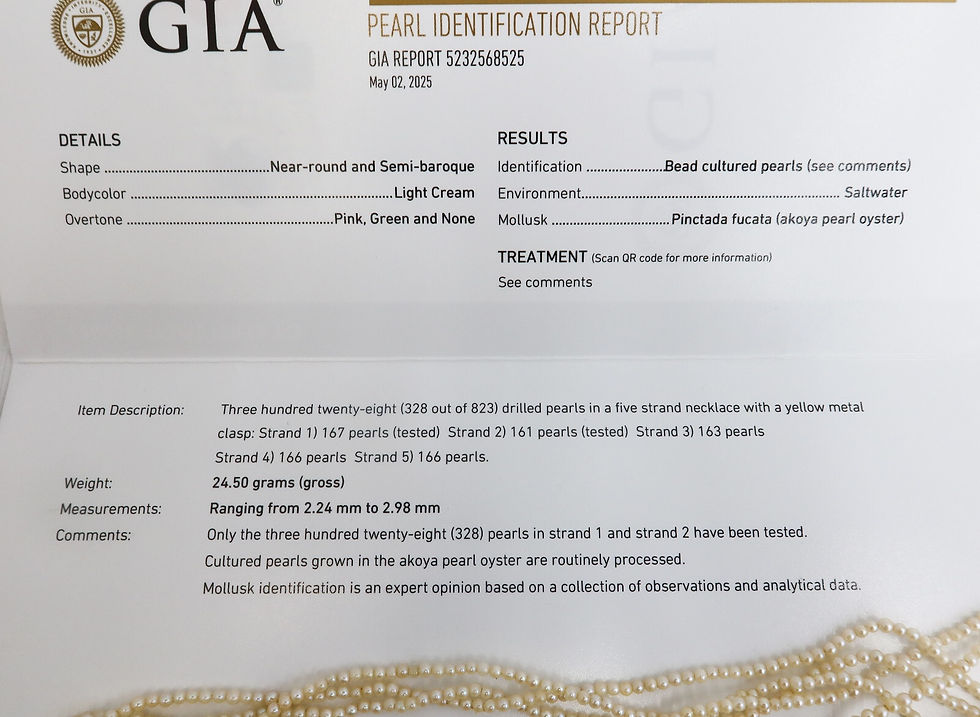 Thumbnail: Marked 14k Yellow Gold 5 Strand 2.5mm Cultured Pearl Necklace GIA Certificate