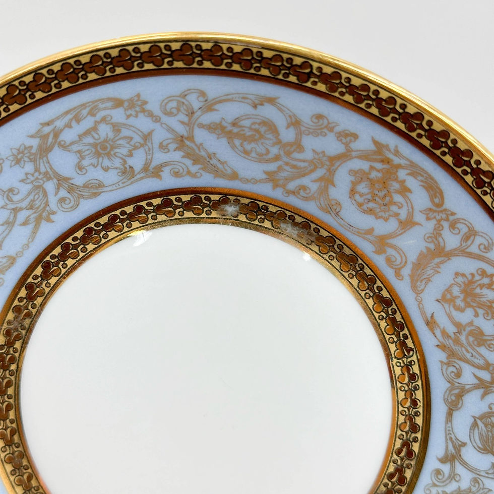Thumbnail: 4 Ch Field Haviland Limoges France Gilt Porcelain Cup & Saucers Edith Blue c1920