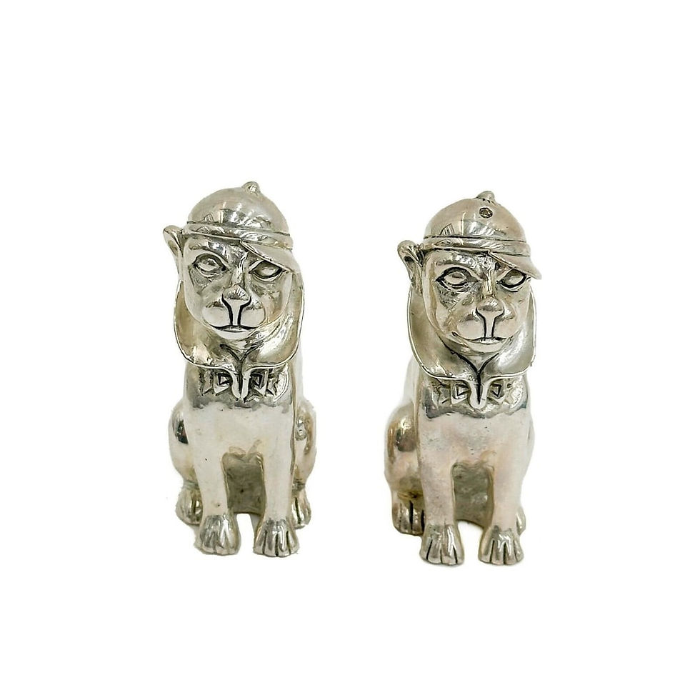 Pair Continental 800 Silver Dogs Wearing Hats Salt Pepper Shakers