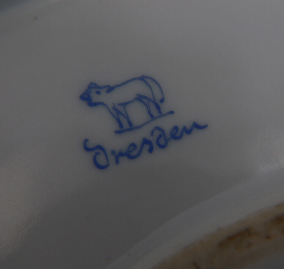 Thumbnail: Dresden Ambrosius Lamm Porcelain Oval Scallop Rimmed Serving Tray circa 1900