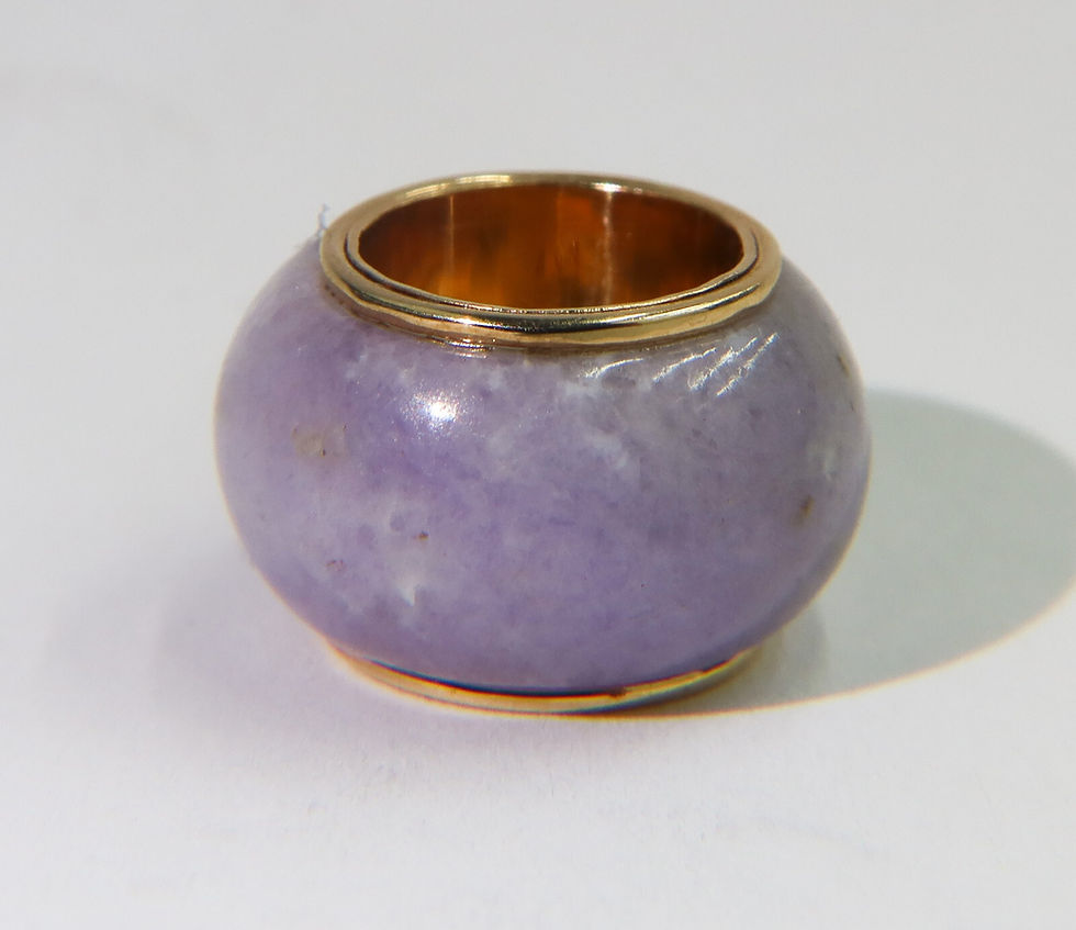 Thumbnail: Gump's 14k Yellow Gold and Lavender Jade Necklace Pendant or Bead Charm