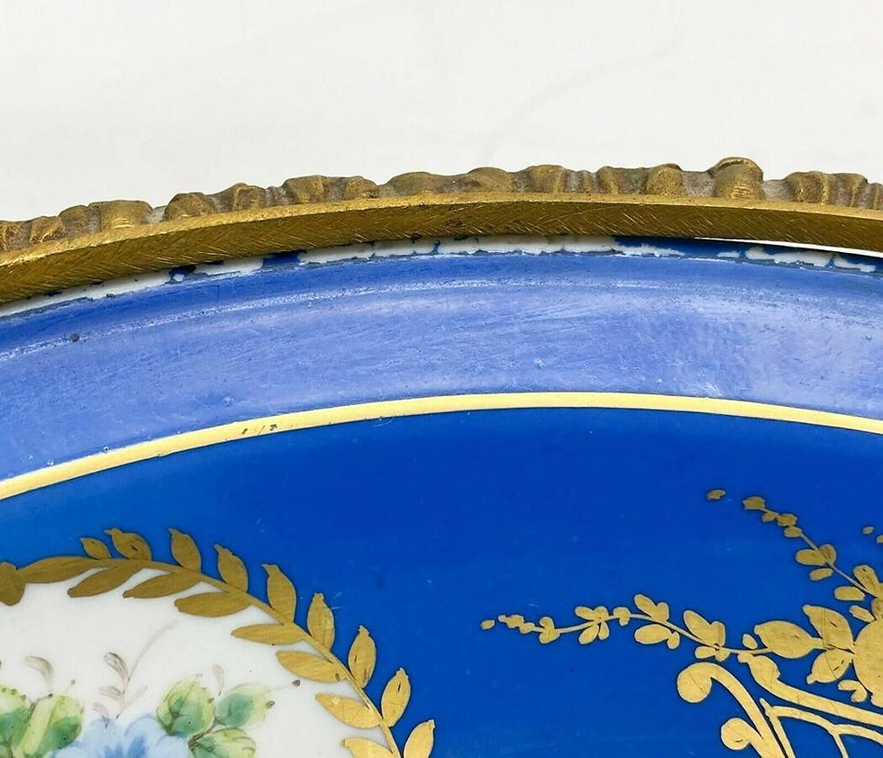 Thumbnail: Sevres France Hand Painted Porcelain Centerpiece Bowl with Candle Holders c1920