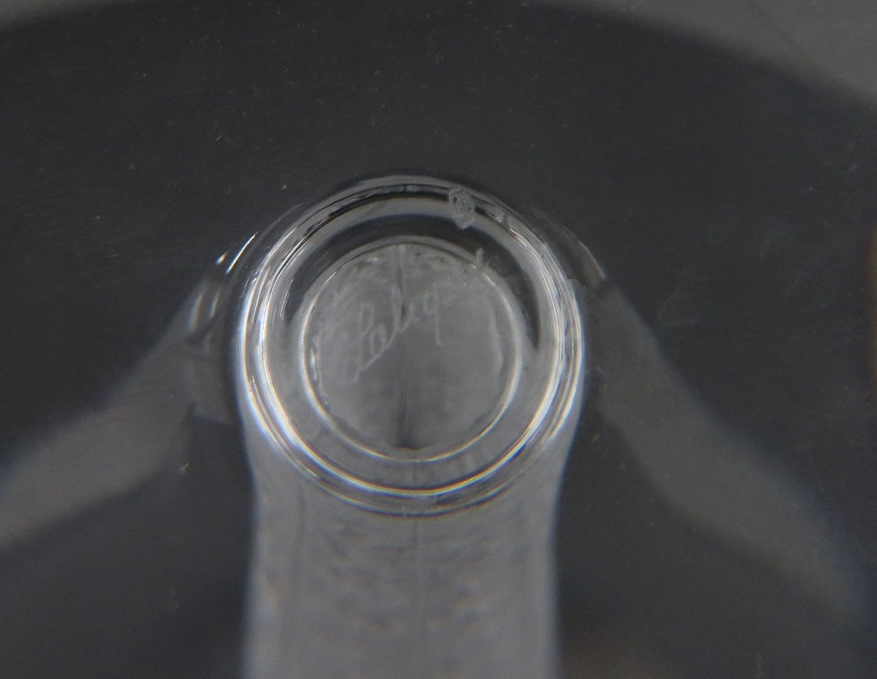 Thumbnail: 12 Lalique France Frosted and Clear Glass Champagne Flute Goblets in Lourve