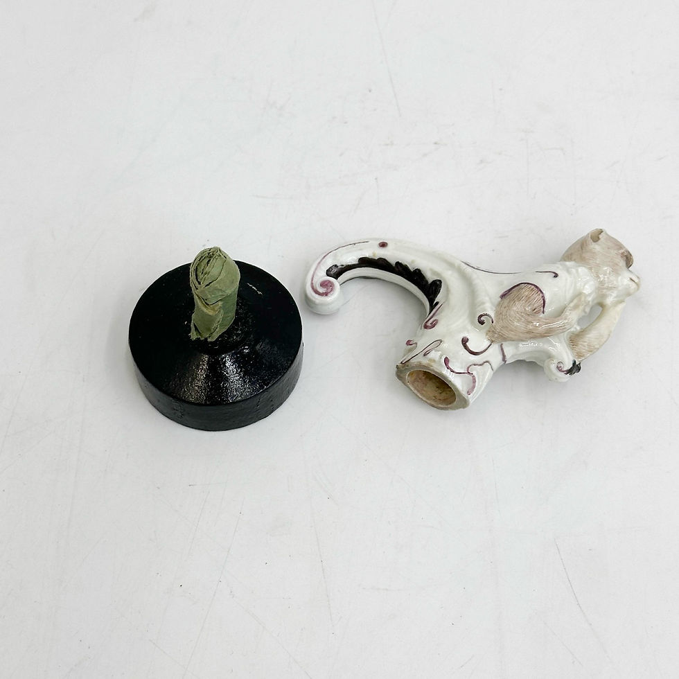 Thumbnail: Meissen Hand Painted Porcelain Figural Monkey Cane Handle circa 1740